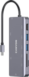 USB Hub Canyon Type-C 9-в-1 DS-11 металл 9 портов одновременное подключение 2х мониторов быстрая зарядка PD100W Совместимость с ОС Windows / macO usb hub canyon type c 8 в 1 ds 14 металл 8 портов быстрая зарядка pd100w совместимость с ос windows macos