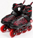 фото Детские роликовые коньки amarobaby spider раздвижные со светящимися колесами черные размер 30-33 (amaro-35sp-bl-30)