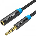 Кабель  Vention аудио Jack 3,5 mm M/Jack 3,5 mm F 1 м Тканевая оплетка кабель bron аудио 3 5 мм серебристый