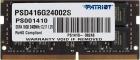 

Оперативная память Patriot Memory DDR4 SO-DIMM 16Gb 2400Mhz Signature (PSD416G24002S), Черный