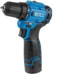 Аккумуляторная дрель-шуруповёрт Bull SR 1203 в кейсе, бесщеточный, 12 В, 37 Нм, 2х2 А*ч акб БЗП 10 мм