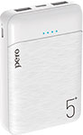 Внешний аккумулятор Pero PB01 5000 mAh, Li-Pol, output, 2xUSB-A, 2.1A, белый