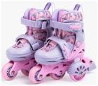

Детские роликовые коньки Amarobaby Glide раздвижные со светящимися колесами и защитой, фиолетовый/розовый, размер 25-28
