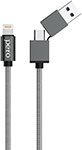 фото Дата-кабель pero dc-07 universal 2 in 1 usb-a + pd to lightning 1m silver