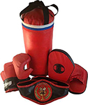 Набор боксерский RealSport ЧЕМПИОН (мешок 40 см,перчатки, лапы, пояс чемпиона) наклейка еловые лапы 35x50 см