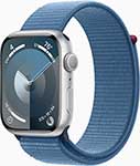 Смарт-часы  Apple Watch Series 9, A2980, 45мм, серебристый, Sport Loop синий, 145-220мм (MR9F3ZP/A)