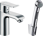 

Смеситель для раковины Hansgrohe Metris 100 мм Push-Open с гигиеническим душем 5 л/м 31 285 000