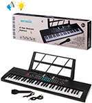 Синтезатор Наша игрушка 61 клавиша, звук, свет, микрофон, запись, USB кабель, элементы питания AA х 4 шт. (не входит в комплект)