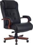 

Кресло руководителя Бюрократ T-9926WALNUT, черный, кожа, крестов. металл/дерево