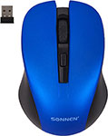 Мышь беспроводная с бесшумным кликом Sonnen V18, USB, 800/1200/1600 dpi, 4 кнопки, синяя, 513515