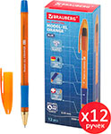 Ручка шариковая Brauberg ''Model-XL ORANGE'', синяя, КОМПЛЕКТ 12 штук, 0.35 мм (880181) ручка шариковая brauberg bomb gt pastel синяя выгодный комплект 36 штук прорезиненный корпус 880412