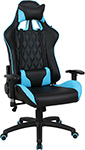 Кресло Brabix ''GT Master GM-110'', две подушки, экокожа, черное/голубое, 531928