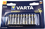 Батарейка VARTA ENERGY AAА, бл.10 батарейка солевая energy start r03 4b aaа 107039