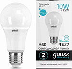 фото Лампа gauss led elementary a 60 10 w e 27 920 lm 4100 k 1/10/50 23220