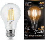 фото Лампа gauss led filament a60 e27 6w 600lm 2700к 102802106 упаковка 10шт