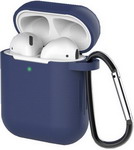 

Чехол для наушников Eva для Apple AirPods 1/2 с карабином - Темно-Синий (CBAP40DBL)