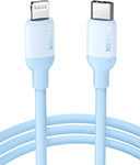 Кабель  Ugreen USB C - Lightning, силиконовая оболочка, 1 м (20313) голубой кабель usb hoco x53 angel для lightning 2 4 a длина 1 0 м
