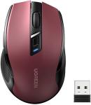 

Беспроводная компьютерная мышь Ugreen Ergonomic Wireless Mouse 2.4G 4000DPI Silence Design 2.4 GHz BT, красный, Красный/черный