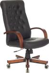 

Кресло руководителя Бюрократ T-9928WALNUT/ECO, черный, эко. кожа, крестов. металл/дерево