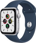 фото Умные часы apple watch se gps 44mm silver aluminium case with abyss blue sport band «синий омут» (mkq43ru/a)