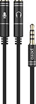 Разветвитель аудио Pero AD08 PREMIUM AUX SPLITTER MIC + SPEAK черный кабель разветвитель аудио сигнала cablexpert