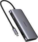 USB концентратор Ugreen 9 в 1 хаб, 3 x USB, 3.0 HDMI, VGA, RJ45 Gigabit, TF/SD, PD (40873) многопортовый концентратор 7 в 1 из алюминиевого сплава