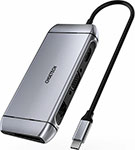 USB-C концентратор Choetech 9-в-1, 1xRJ45, 1xVGA, 1xHDMI, 1xUSB-C, 1xTF, 1xSD, 3xUSB-A 3.0, 1xUSB-C PD, серый (HUB-M15)
