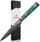 Нож универсальный из дамасской стали Keemake 5 Inch Utility Knife, 67 слоев, основа VG10 (10CR15MOV) + 316 сталь HRC60+-2 (CL-5), разноцветный