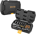 Набор инструментов для автомобиля Deko DKMT49 в чемодане (49 предметов) серебристый пневматическая шлифмашина deko dkpt02 set 3 в чемодане с набором 15 предметов
