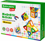 Конструктор магнитный Brauberg KIDS MAGNETIC BLOCKS-26 663844 конструктор магнитный brauberg kids magnetic build blocks 39 построй дом 663849