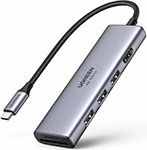 USB концентратор (хаб) Ugreen Premium 6 в 1, 3 х USB 3.0, HDMI, SD/TF (60383) usb концентратор хаб ugreen premium 6 в 1 3 х usb 3 0 hdmi sd tf 60383