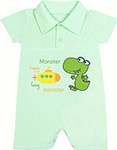 

Песочник-поло Idea Kids Happy Monster с коротким рукавом для мальчика 100% хлопок кулиска Рт.68 Зеленый 0