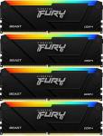 

Оперативная память Kingston DDR4 128GB 4x32GB 3200Mhz FURY Beast Black RGB (KF432C16BB2AK4/128), Черный