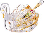 Икорница Lefard ''Лебедь gold glass'' с ложкой  золотой  195-123