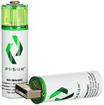 Аккумулятор LI-ION Рубин размер АА 15 В 1800 mWh USB Magnetic 2 шт/блистер аккумулятор run energy aaa 1800 mah для электробритвы philips