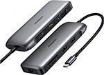 USB концентратор Ugreen 9 в 1 хаб, 2 х USB 3.0, HDMI, VGA, DP, RJ45, SD/TF, PD (70301) ugreen 20118 dvi hdmi 0 22
