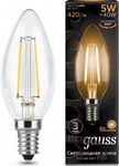 Лампа GAUSS LED Filament Свеча E14 5W 420lm 2700К 103801105 Упаковка 10шт - фото 1