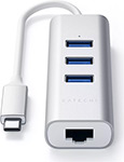 

USB-хаб Satechi Aluminum 3 Port Hub and Ethernet Port, серебристый (ST-TC2N1USB31AS)