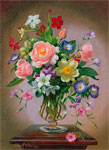 Репродукция  Real-master ''Розы  Пионы  Фрезии в стеклянной вазе'' – Альберт Вильямс