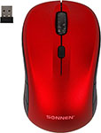 Мышь беспроводная Sonnen V-111, USB, 800/1200/1600 dpi, 4 кнопки, оптическая, красная, 513520