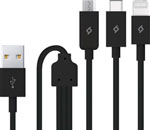 фото Кабель ttec usb-a - micro usb type-c lightning 120 см trio быстрая зарядка черный полимер 2dk7521s