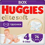 Трусики-подгузники Huggies Elite Soft 4 9-14 кг 76 шт. подгузники huggies elite soft 3 5 9 кг 144 шт