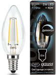 

Лампа GAUSS Filament Свеча dimmable E 14 5W 4100К 103801205-D