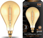 фото Лампа gauss led vintage filament straight ps160 6w e27 160*290mm amber 890lm 2700k