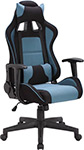 Кресло Brabix ''GT Racer GM-100'', две подушки, ткань, черное/голубое, 531818 игровое компьютерное кресло warp sg brd черно красное