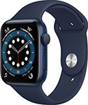 фото Умные часы apple watch series 6 44mm (m00j3ru/a) blue aluminium case with deep navy sport band