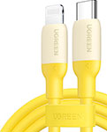 Кабель  Ugreen USB C - Lightning, силиконовая оболочка, 1 м (90226) желтый кабель aux 1m на вход aux 3 5mm jd 457 серебро