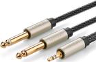 Кабель Ugreen AV126 (10613) 3.5mm TRS to Dual 6.35mm TS Audio Cable, длина 1 м., серый