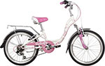 Велосипед Novatrack 20/'/' BUTTERFLY сталь, белый-розовый, 6-скор, TY21/RS35/SG-6SI, V-brake, 20SH6V.BUTTERFLY.PN22