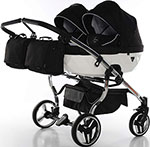

Коляска детская 2 в 1 Junama DIAMOND DUO JDS-04 (черный/белый короб/рама серебро)